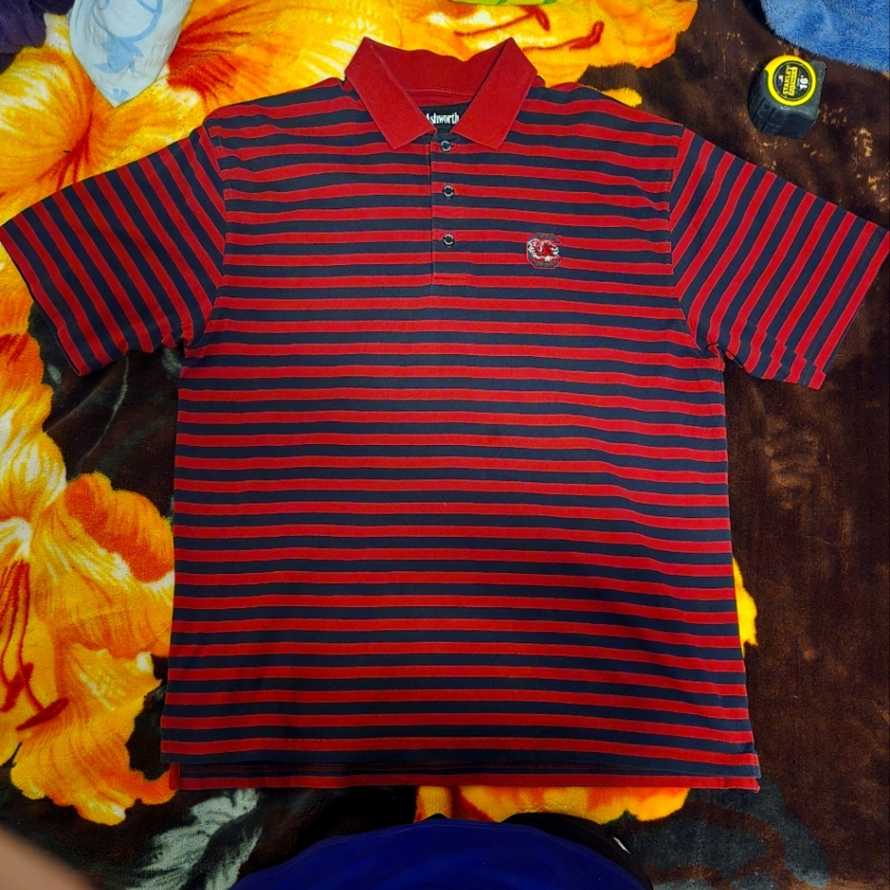 Chaps Red and Blue Striped Men's Shirt